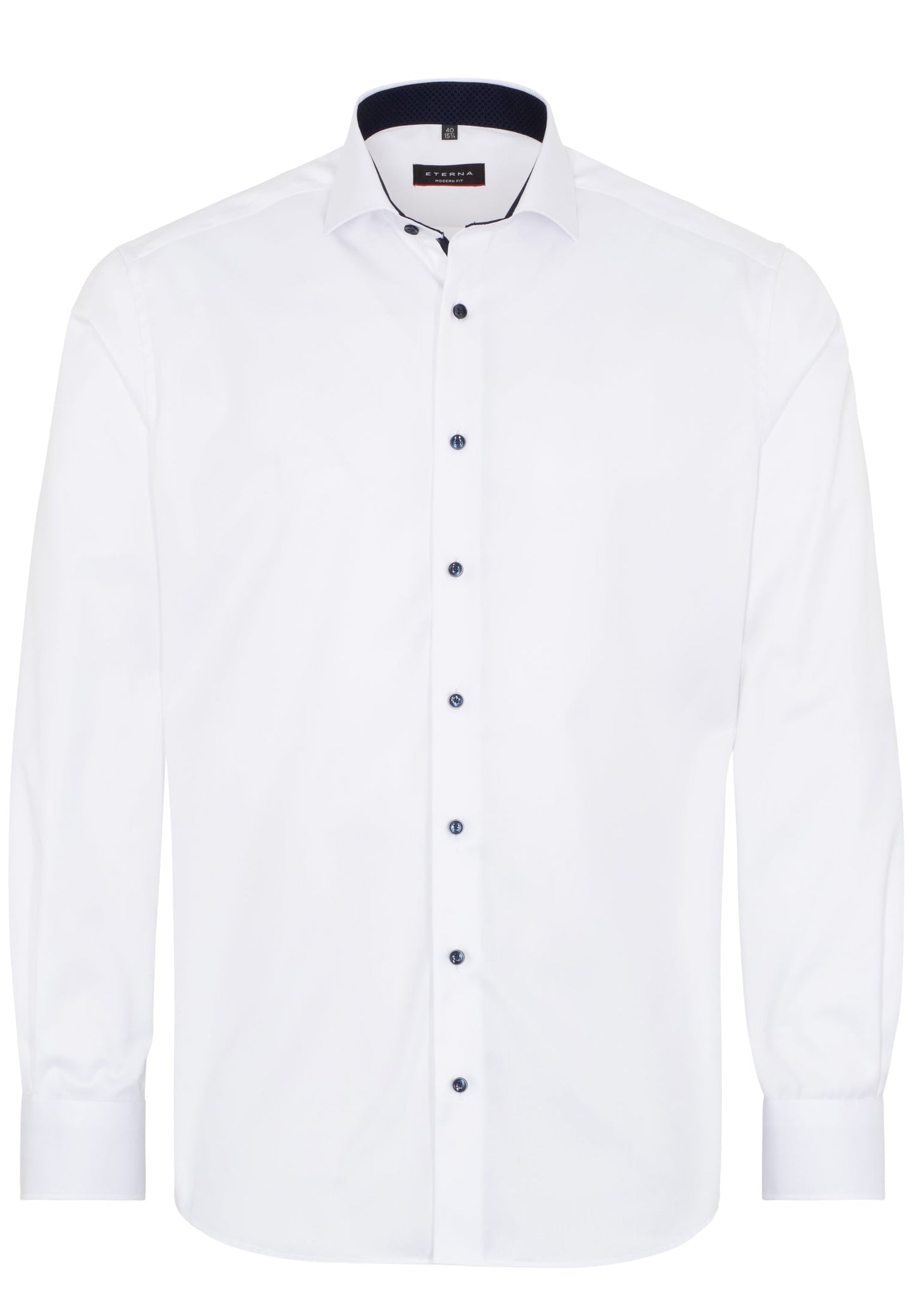 ETERNA LANGARM HEMD MODERN FIT COVER SHIRT TWILL WEISS MIT PATCHUNG