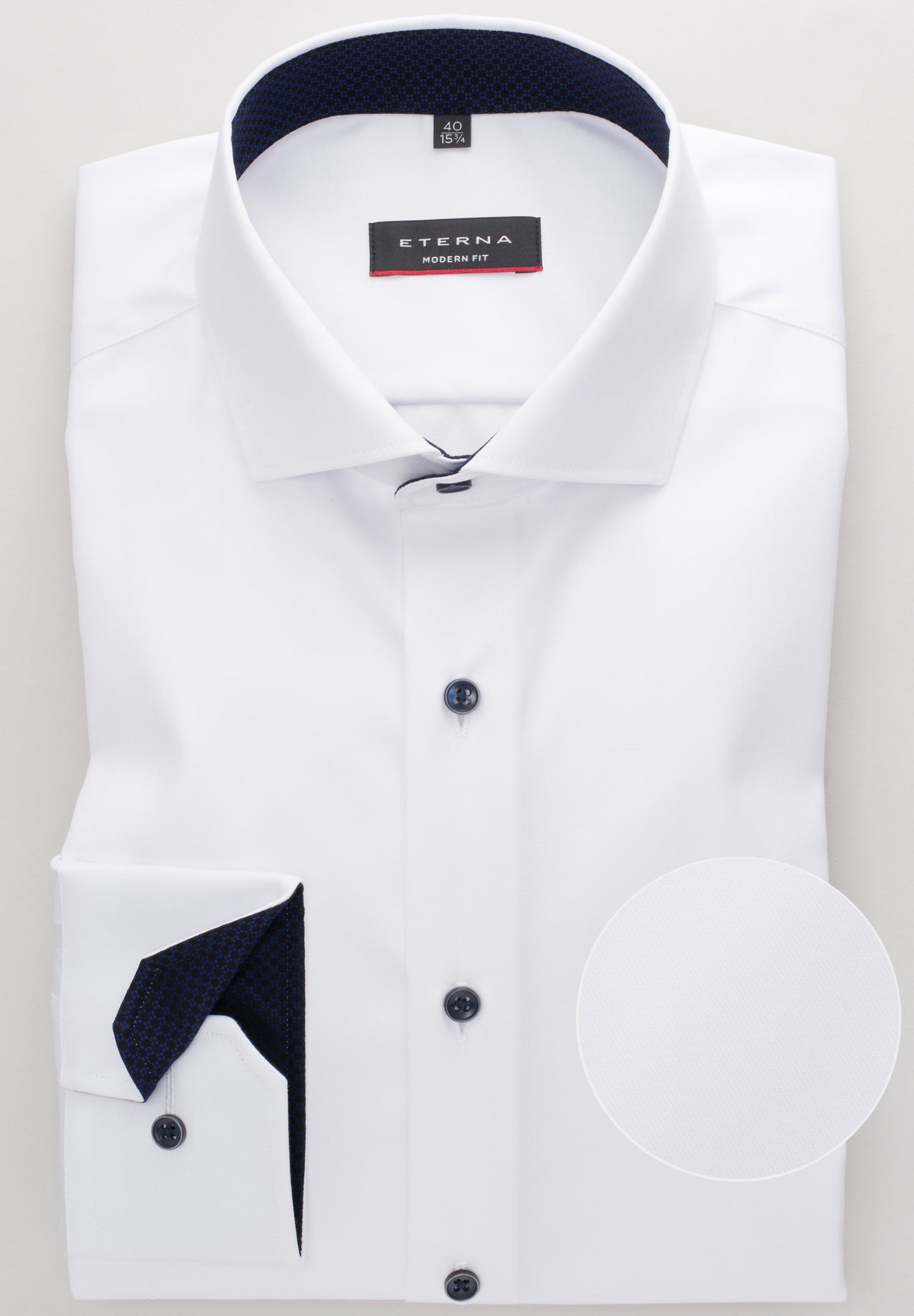 ETERNA LANGARM HEMD MODERN FIT COVER SHIRT TWILL WEISS MIT PATCHUNG