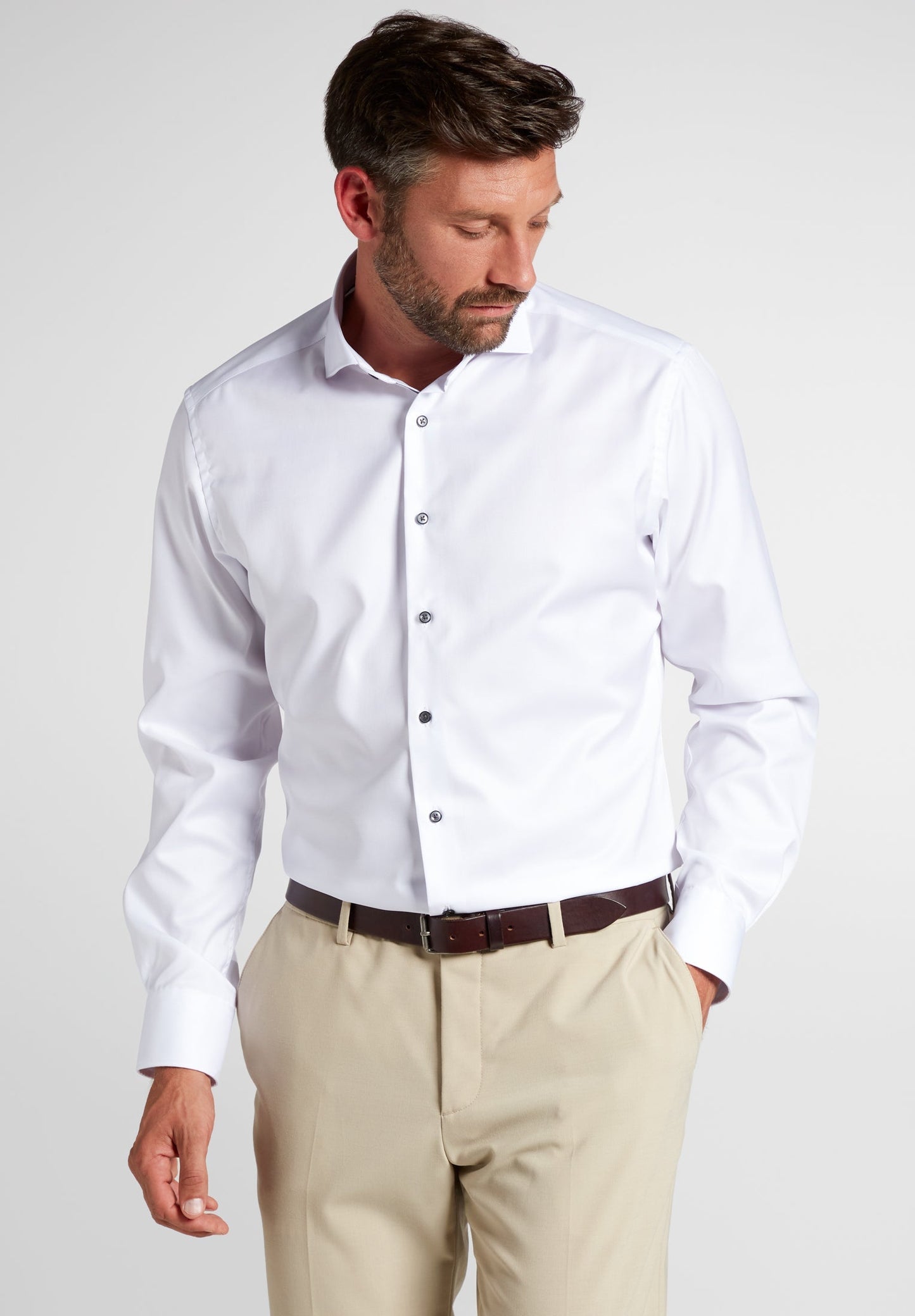 ETERNA LANGARM HEMD MODERN FIT COVER SHIRT TWILL WEISS