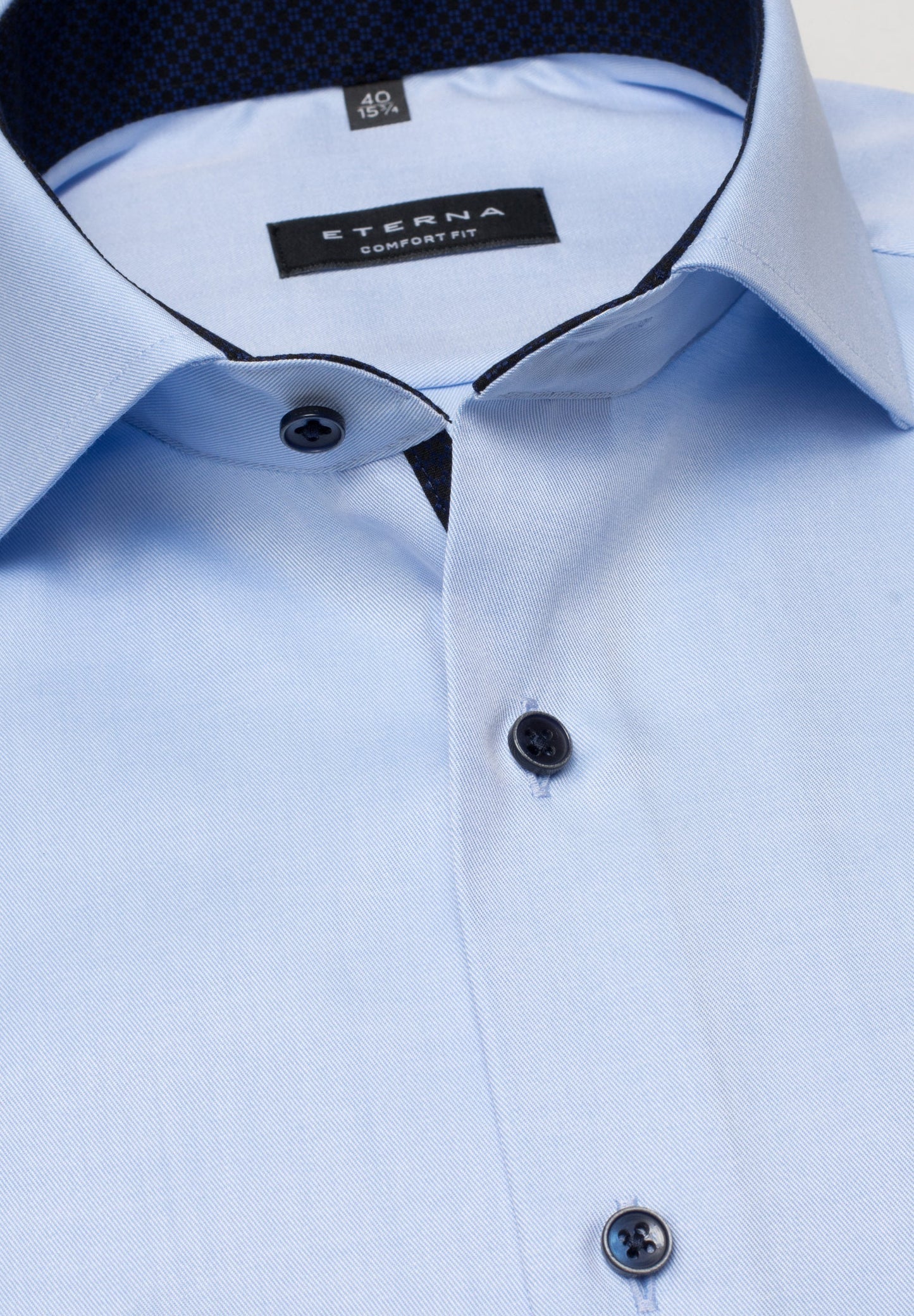 ETERNA LANGARM HEMD COMFORT FIT COVER SHIRT TWILL HELLBLAU MIT PATCHUNG
