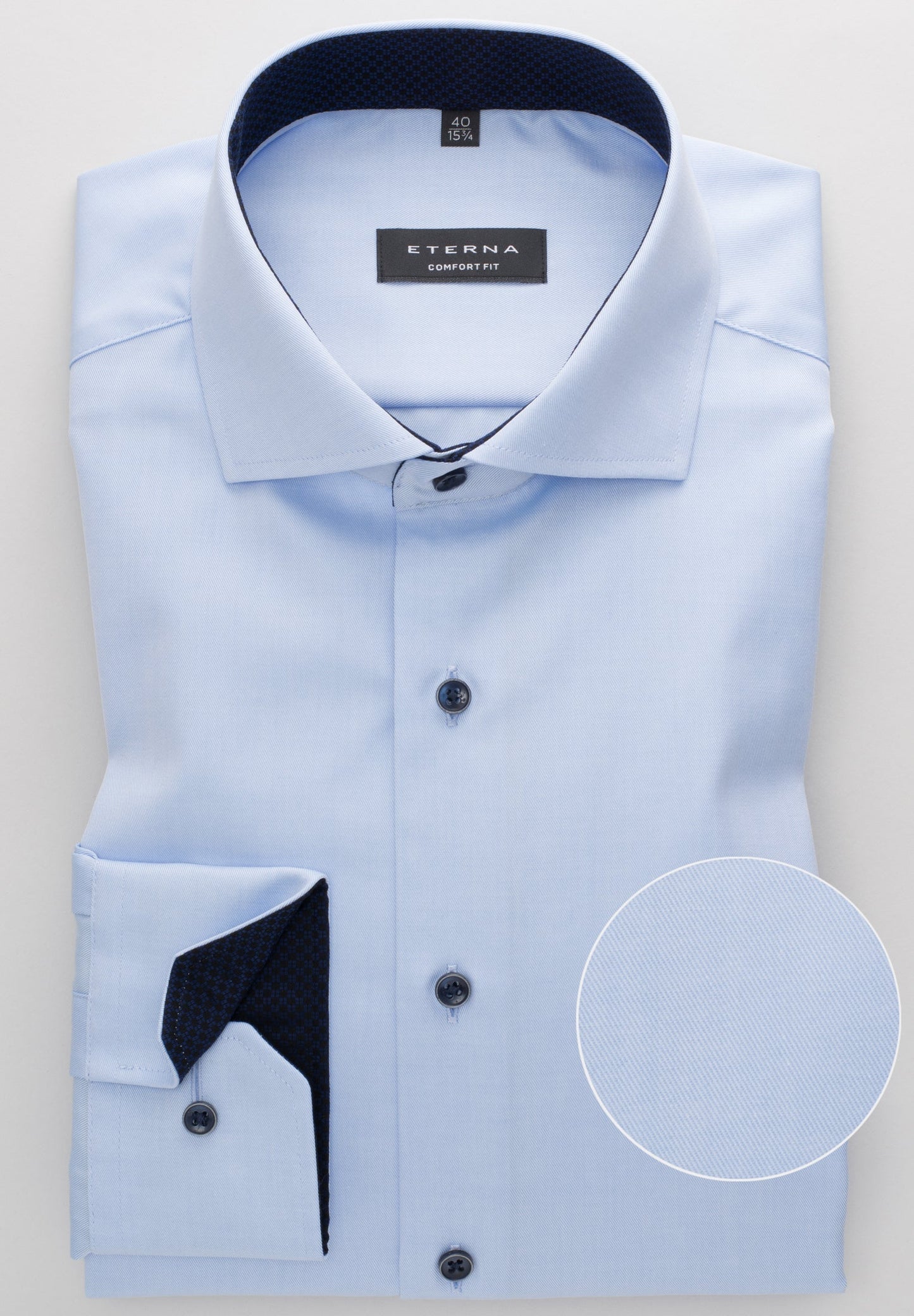 ETERNA LANGARM HEMD COMFORT FIT COVER SHIRT TWILL HELLBLAU MIT PATCHUNG
