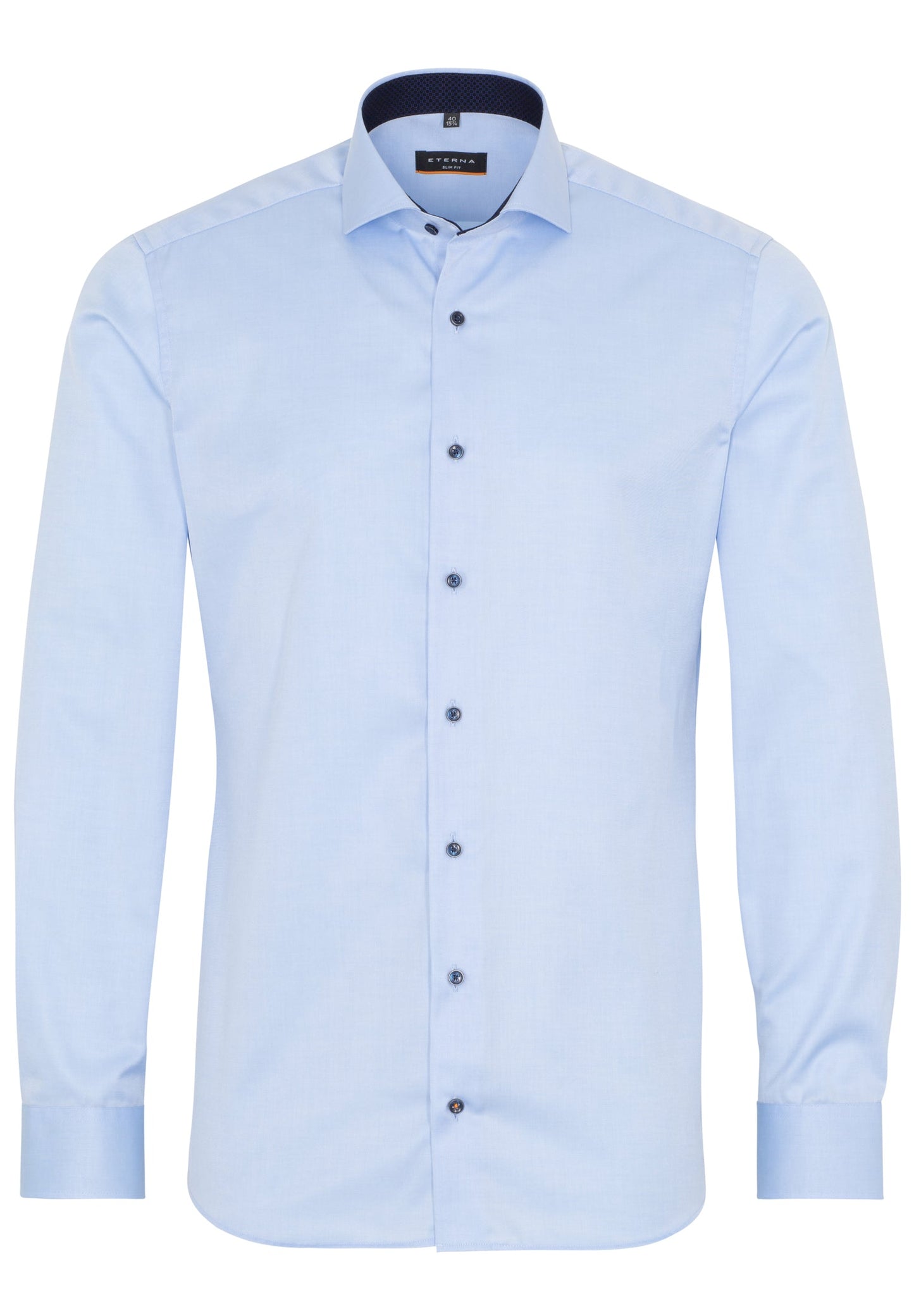 ETERNA LANGARM HEMD SLIM FIT COVER SHIRT TWILL BLAU MIT PATCHUNG