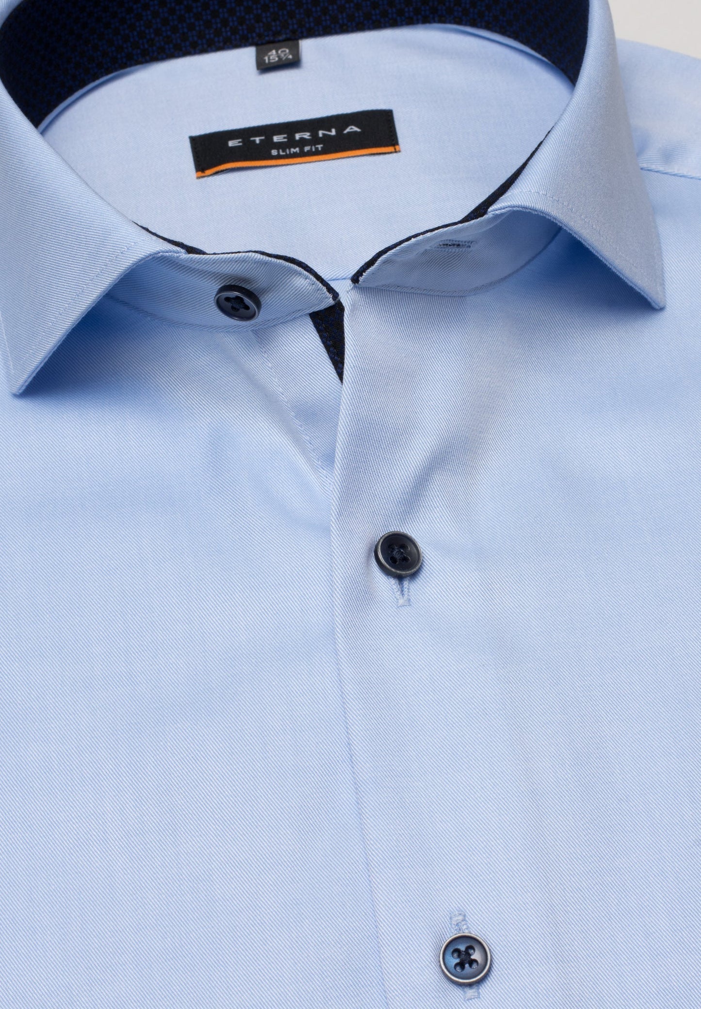 ETERNA LANGARM HEMD SLIM FIT COVER SHIRT TWILL BLAU MIT PATCHUNG