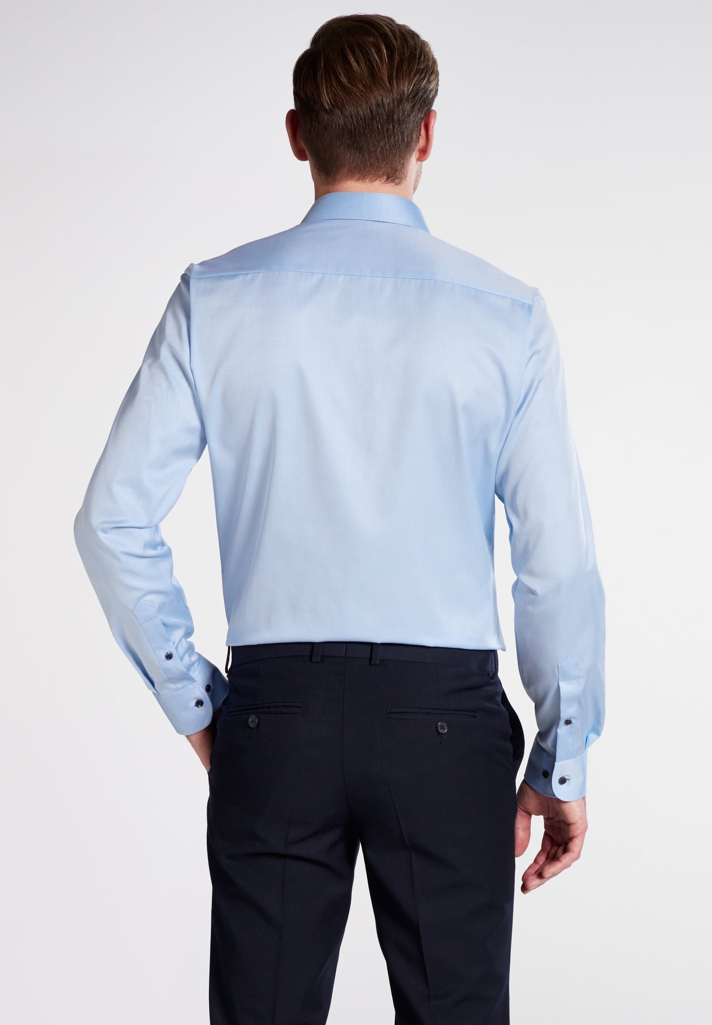 ETERNA LANGARM HEMD SLIM FIT COVER SHIRT TWILL BLAU MIT PATCHUNG