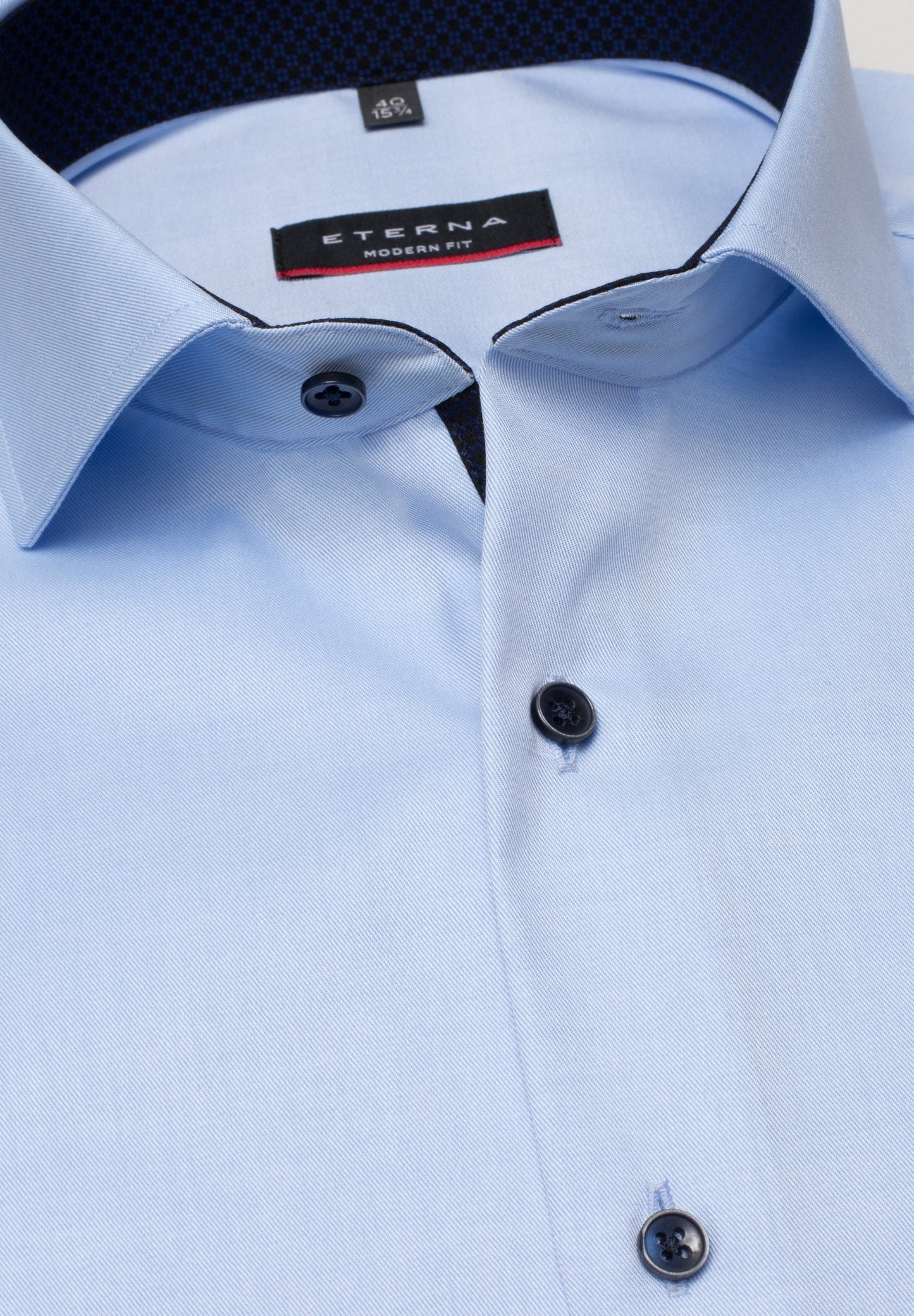 ETERNA LANGARM HEMD MODERN FIT COVER SHIRT TWILL HELLBLAU MIT PATCHUNG