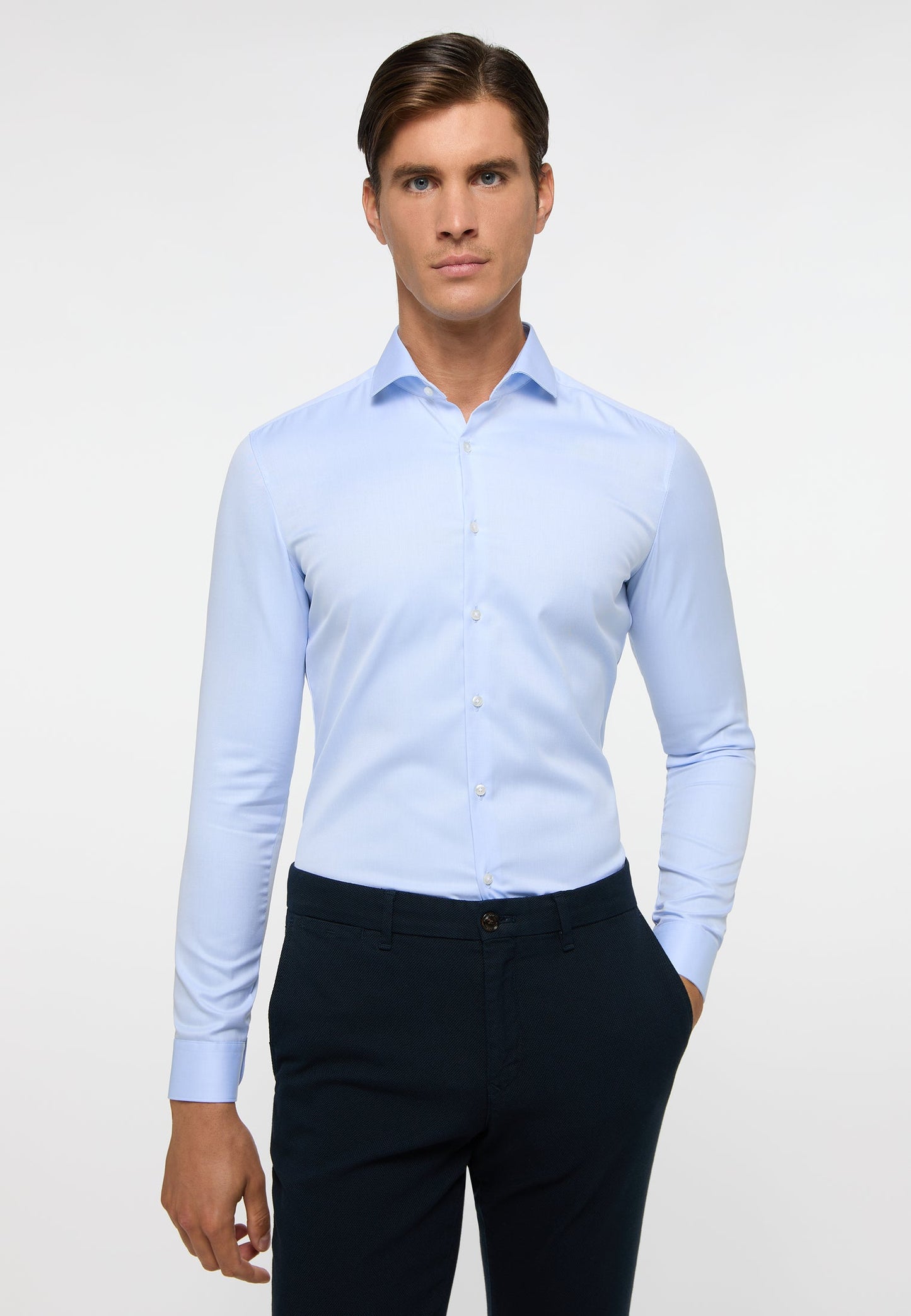 ETERNA LANGARM HEMD SUPER SLIM COVER SHIRT HELLBLAU