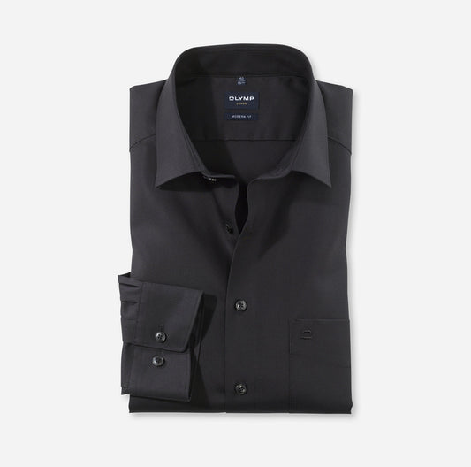 OLYMP UNI LANGARM HEMD MODERN FIT SCHWARZ
