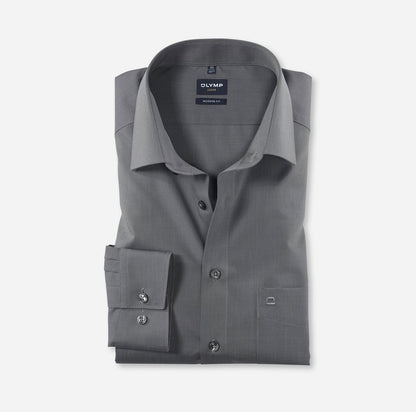 OLYMP FIL Á FIL LANGARM HEMD MODERN FIT MITTELGRAU