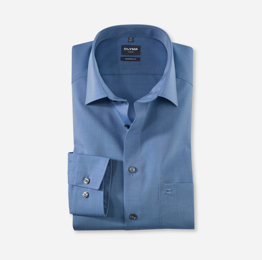 OLYMP CHAMBRAY LANGARM HEMD MODERN FIT BLAU