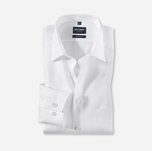 OLYMP NATTÉ LANGARM HEMD MODERN FIT WEISS
