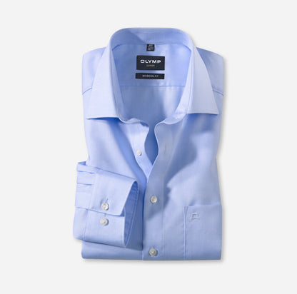 OLYMP NATTÉ LANGARM HEMD MODERN FIT HELLBLAU