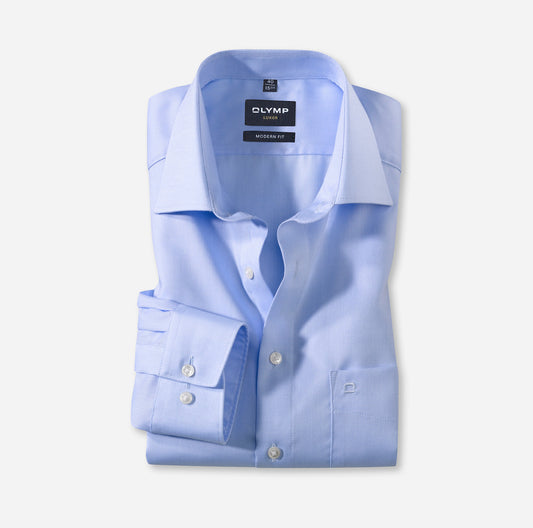 OLYMP NATTÉ LANGARM HEMD MODERN FIT HELLBLAU