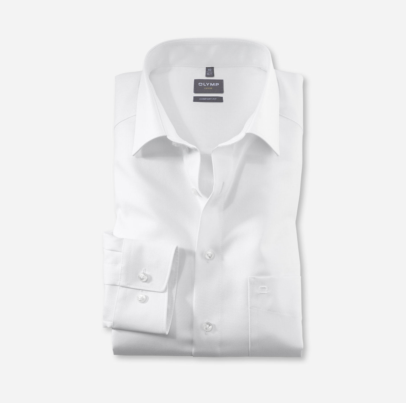 OLYMP LUXOR COMFORT FIT TWILL LANGARM HEMD WEISS