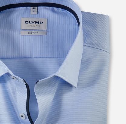 OLYMP LEVEL FIVE BODY FIT FAUX UNI LANGARM HEMD BLAU KARIERT