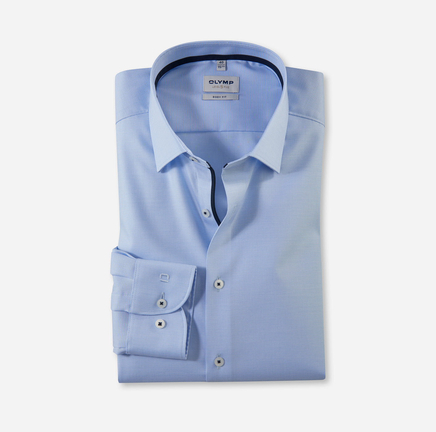 OLYMP LEVEL FIVE BODY FIT FAUX UNI LANGARM HEMD BLAU KARIERT