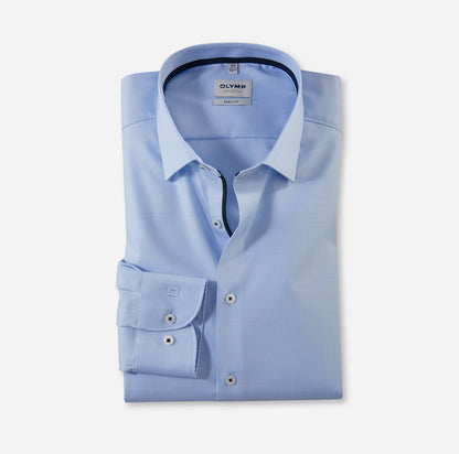 OLYMP LEVEL FIVE BODY FIT FAUX UNI LANGARM HEMD BLAU KARIERT