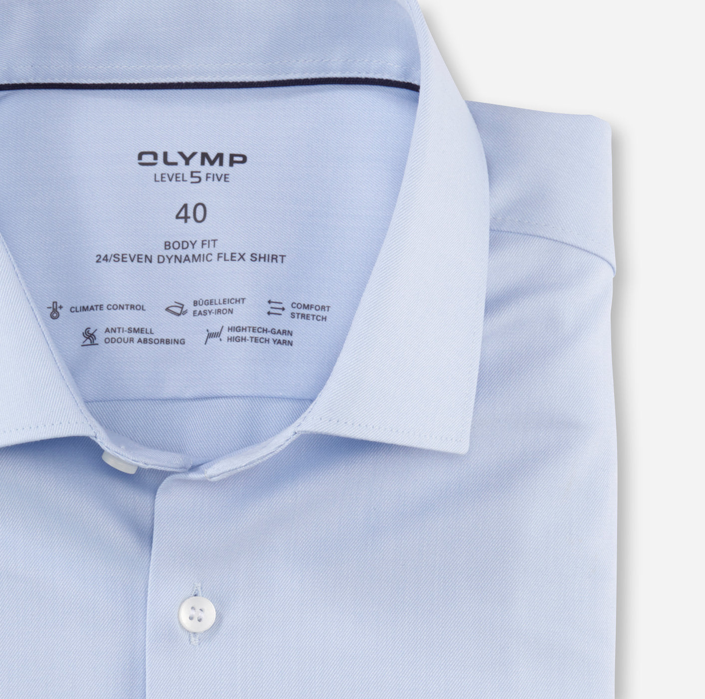 OLYMP LEVEL FIVE BODY FIT TWILL LANGARM HEMD HELLBLAU