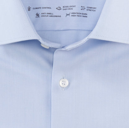 OLYMP LEVEL FIVE BODY FIT TWILL LANGARM HEMD HELLBLAU