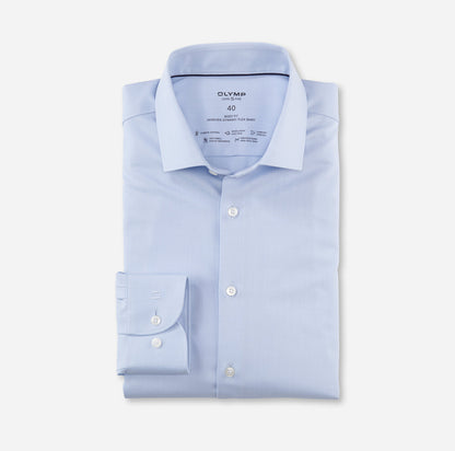 OLYMP LEVEL FIVE BODY FIT TWILL LANGARM HEMD HELLBLAU