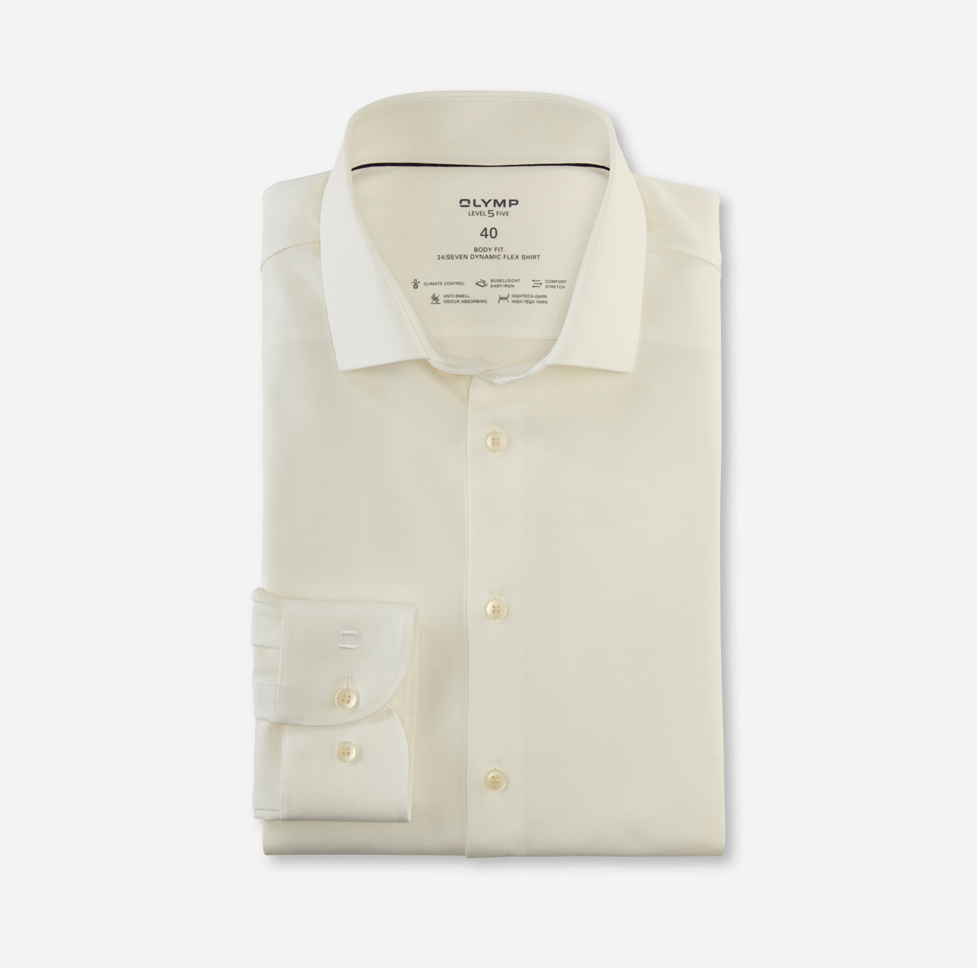 OLYMP LEVEL FIVE BODY FIT TWILL LANGARM HEMD HELLBEIGE