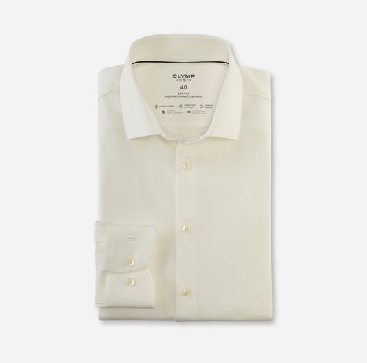 OLYMP LEVEL FIVE BODY FIT TWILL LANGARM HEMD HELLBEIGE