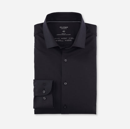 OLYMP LEVEL FIVE BODY FIT TWILL LANGARM HEMD SCHWARZ