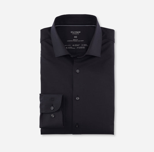 OLYMP LEVEL FIVE BODY FIT TWILL LANGARM HEMD SCHWARZ