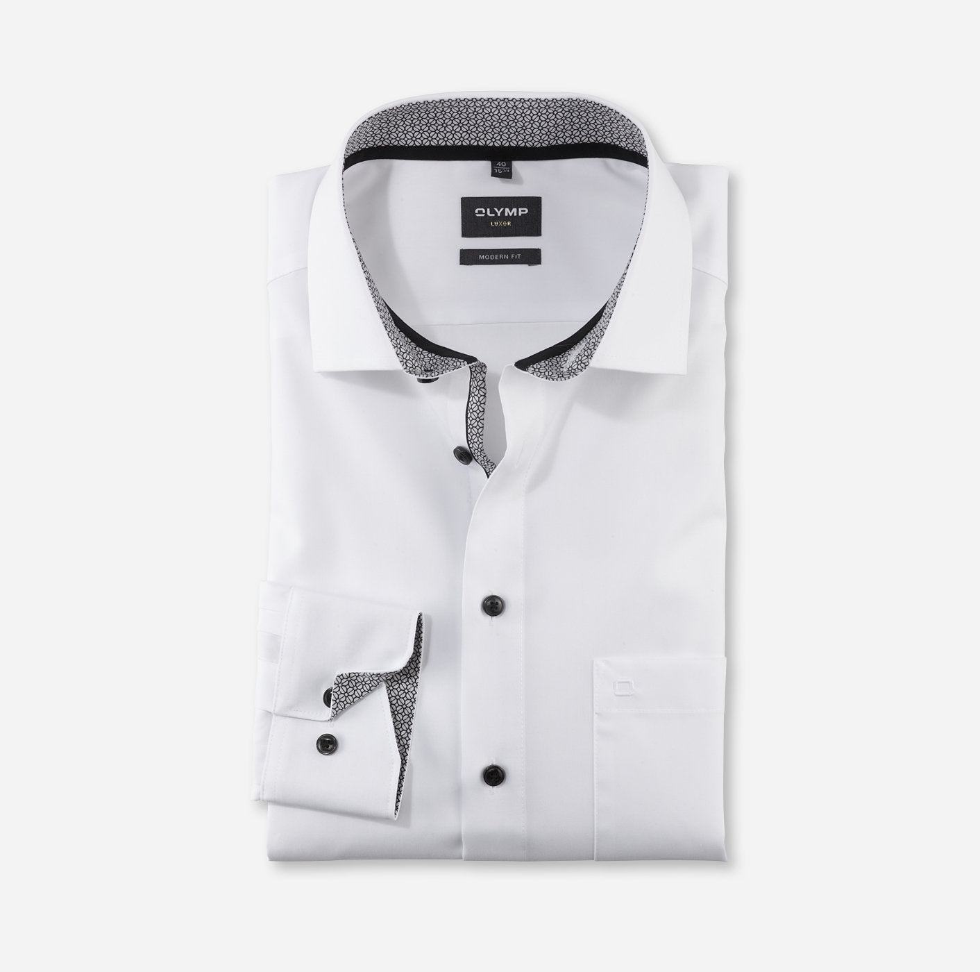 OLYMP UNI LANGARM HEMD MODERN FIT ANTHRAZIT MIT PATCHUNG