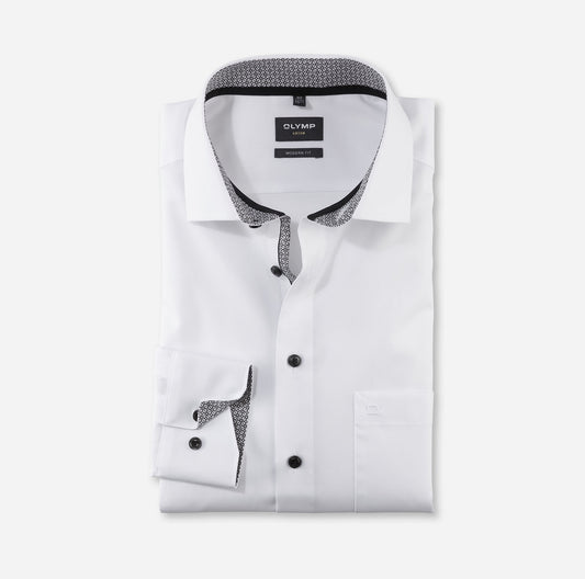OLYMP UNI LANGARM HEMD MODERN FIT ANTHRAZIT MIT PATCHUNG
