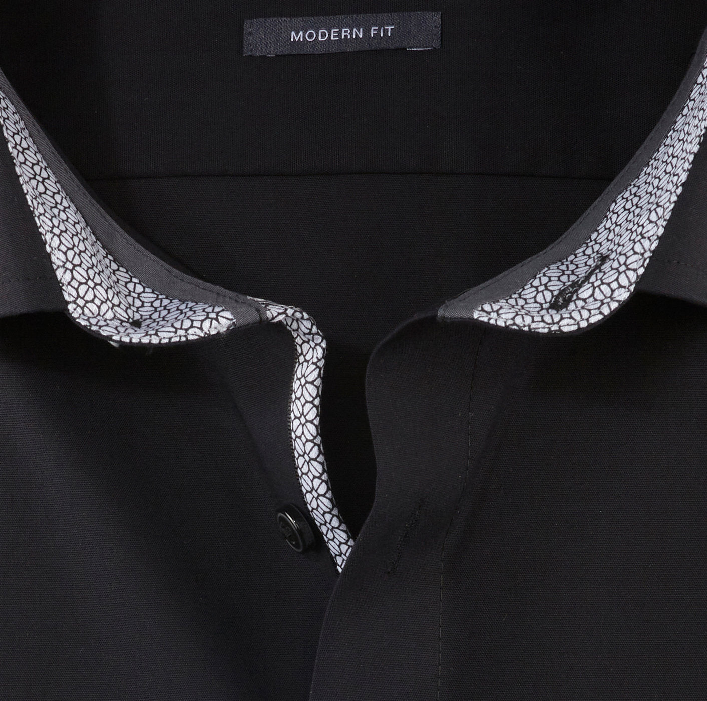 OLYMP LUXOR MODERN FIT UNI LANGARM HEMD SCHWARZ MIT PATCHUNG