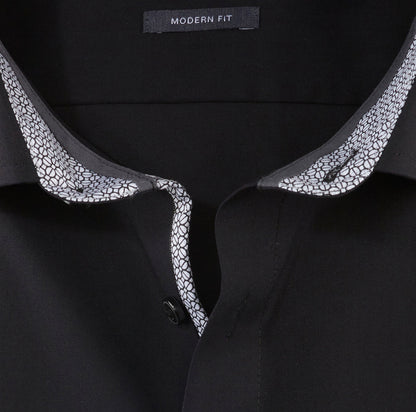OLYMP LUXOR MODERN FIT UNI LANGARM HEMD SCHWARZ MIT PATCHUNG