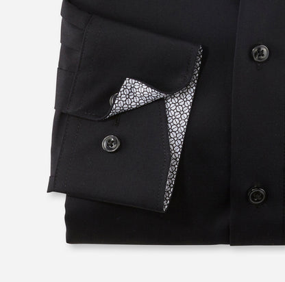 OLYMP LUXOR MODERN FIT UNI LANGARM HEMD SCHWARZ MIT PATCHUNG