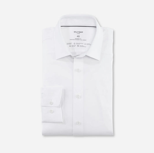 OLYMP JERSEY LANGARM HEMD MODERN FIT WEISS