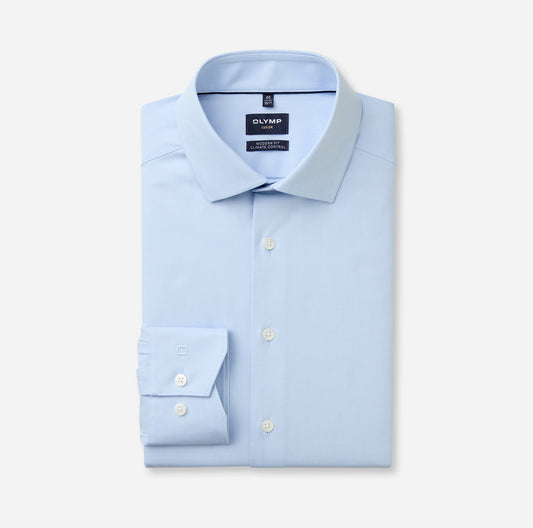 OLYMP TWILL LANGARM HEMD MODERN FIT HELLBLAU