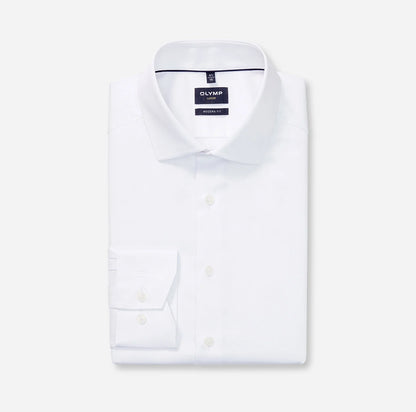 OLYMP SATIN LANGARM HEMD MODERN FIT WEISS