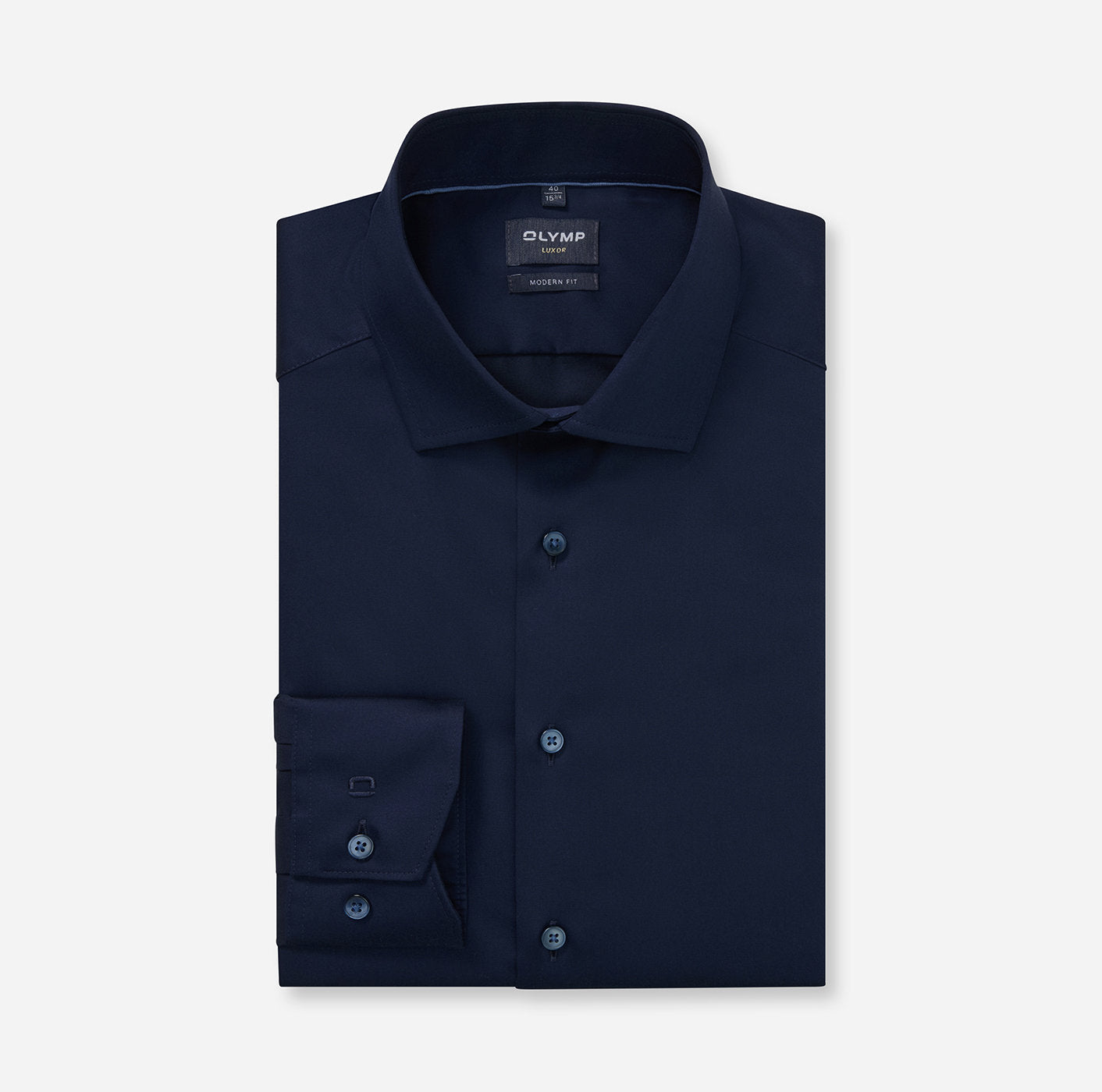 OLYMP SATIN LANGARM HEMD MODERN FIT KOBALT