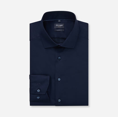 OLYMP SATIN LANGARM HEMD MODERN FIT KOBALT