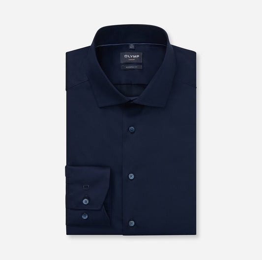 OLYMP SATIN LANGARM HEMD MODERN FIT KOBALT