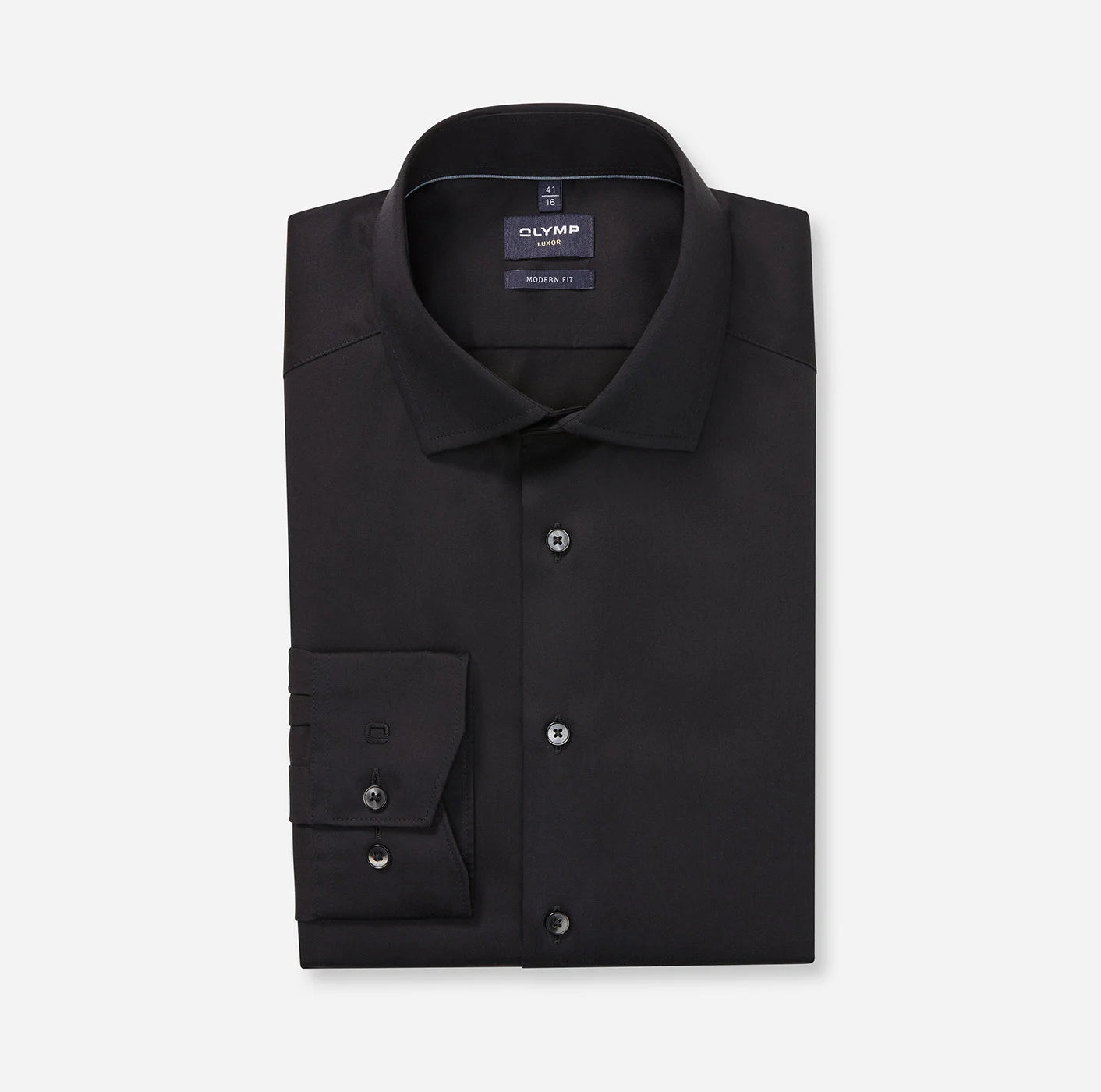 OLYMP SATIN LANGARM HEMD MODERN FIT SCHWARZ