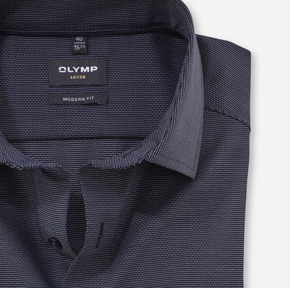 OLYMP LUXOR MODERN FIT FAUX UNI LANGARM HEMD BLAU