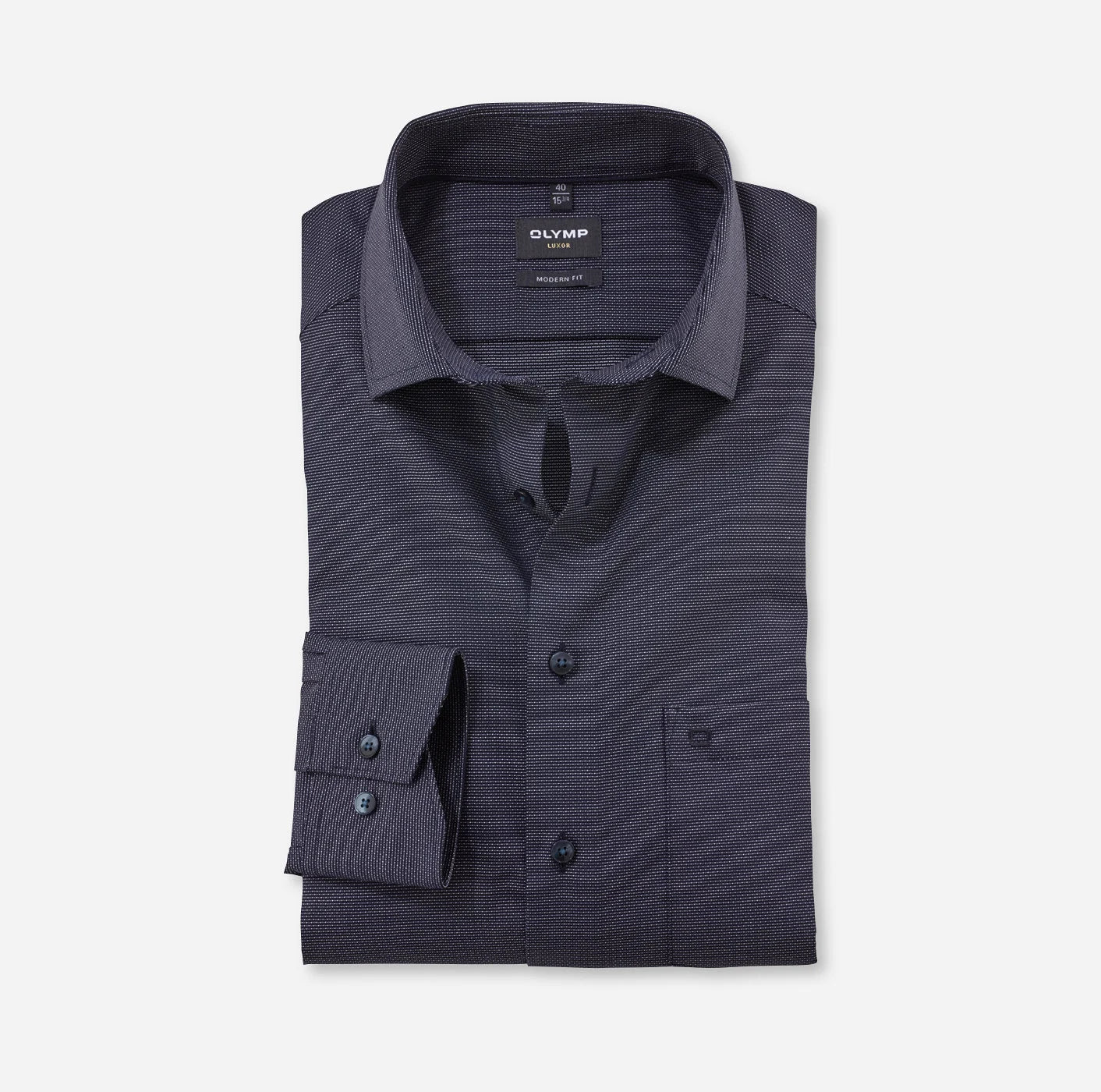 OLYMP LUXOR MODERN FIT FAUX UNI LANGARM HEMD MARINE
