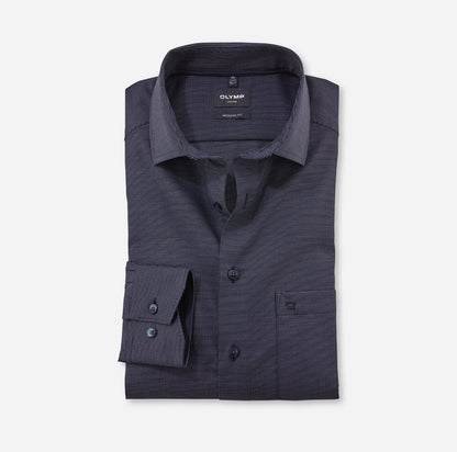 OLYMP LUXOR MODERN FIT FAUX UNI LANGARM HEMD MARINE