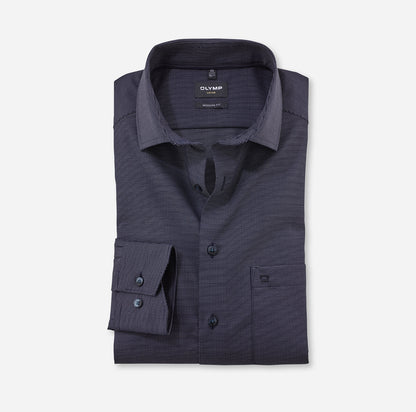 OLYMP LUXOR MODERN FIT FAUX UNI LANGARM HEMD BLAU