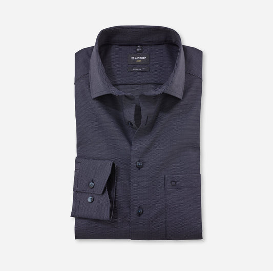 OLYMP LUXOR MODERN FIT FAUX UNI LANGARM HEMD BLAU