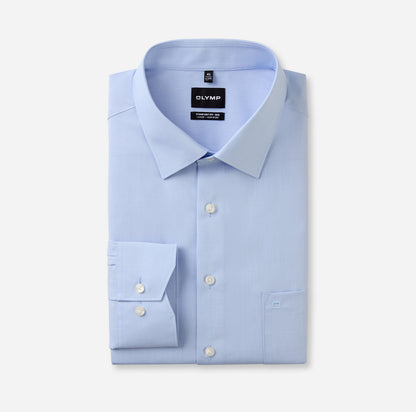 OLYMP LUXOR COMFORT FIT BIG CHAMBRAY LANGARM HEMD HELLBLAU