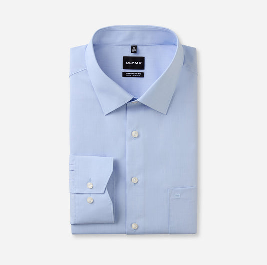 OLYMP LUXOR COMFORT FIT BIG CHAMBRAY LANGARM HEMD HELLBLAU