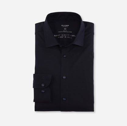 OLYMP LEVEL FIVE BODY FIT FLEX JERSEY LANGARM HEMD MARINE