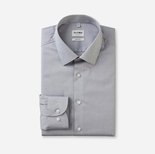 OLYMP LEVEL FIVE BODY FIT CHAMBRAY LANGARM HEMD MITTELGRAU