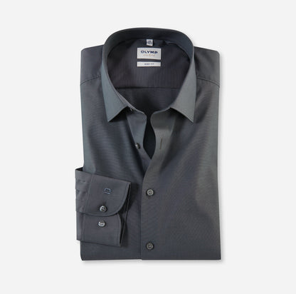 OLYMP LEVEL FIVE BODY FIT CHAMBRAY LANGARM HEMD ANTHRAZIT