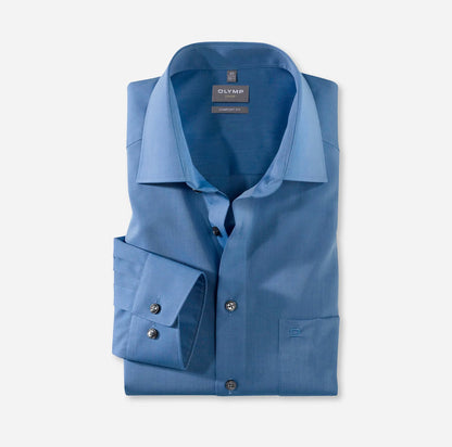 OLYMP LUXOR COMFORT FIT CHAMBRAY LANGARM HEMD BLAU